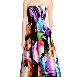 ELLEN TRACY Floral Print Strapless Gown, sz 12
